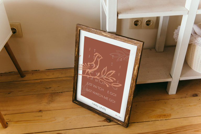 wooden picture frame on floor